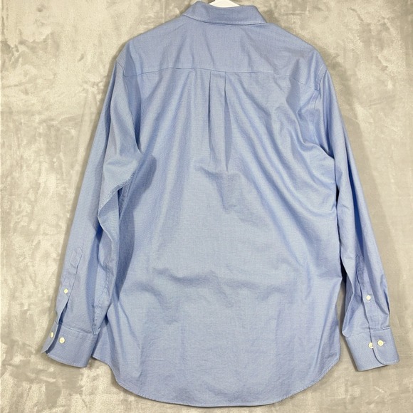 Peter Millar Mens L Nanoluxe Blue White Long Sleeve‎ Button Up Shirt Golf Preppy - Picture 6 of 8